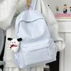 School Bag Female College Student Large Capacity Simple Solid Color Backpack Junior High School High School Student Backpack Male and Female