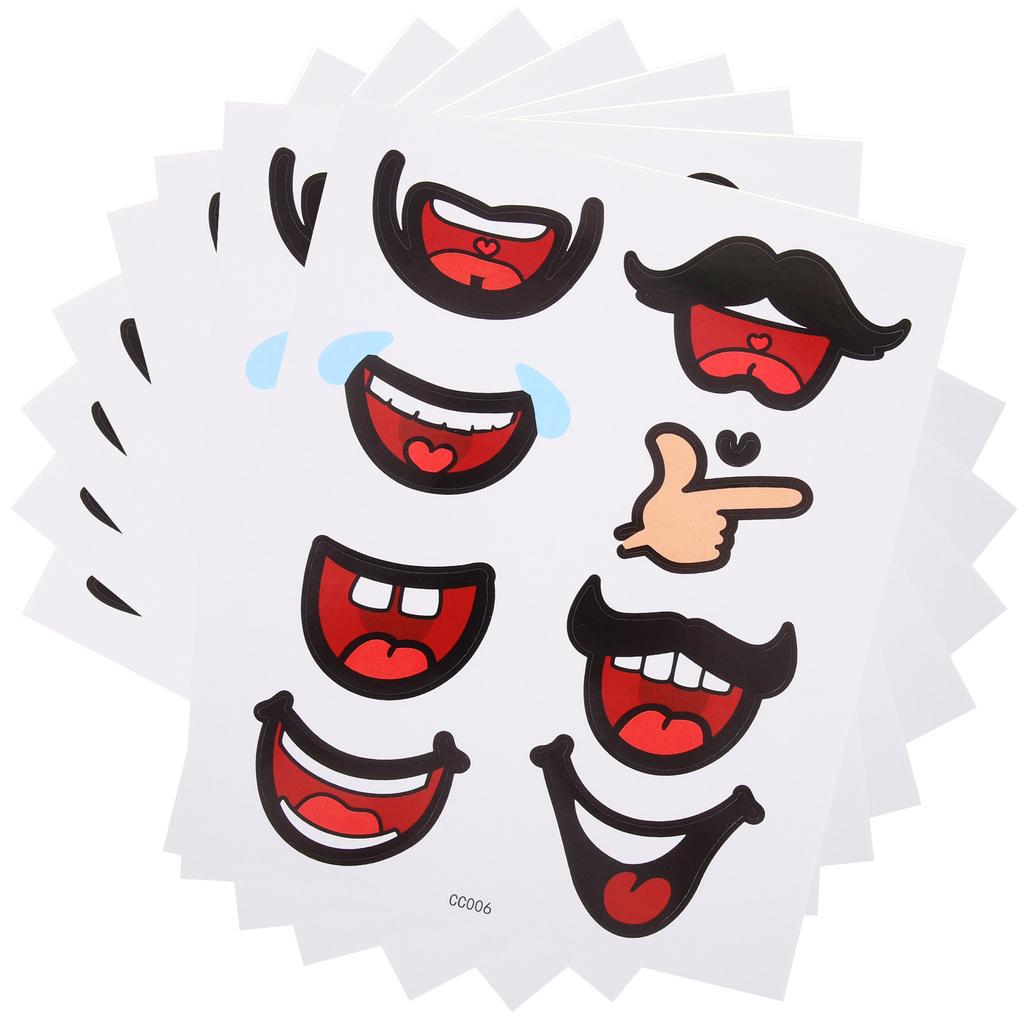 10 Sheets Paper Stickers Lip Gloss Child Student Scrapbook Cartoon for Kids DIY Mouth Labels Crafts