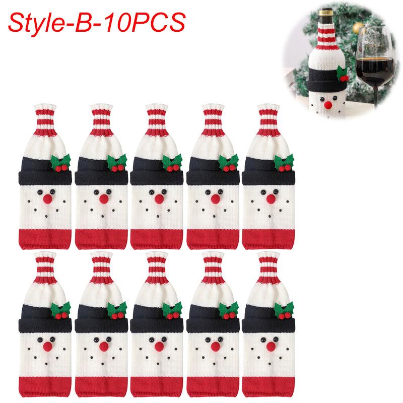 Vánoční sada obalů na láhve Santa Sněhulák Tkané sáčky na láhve na vánoční večírek Dekorace jídelního stolu Novoroční dárky