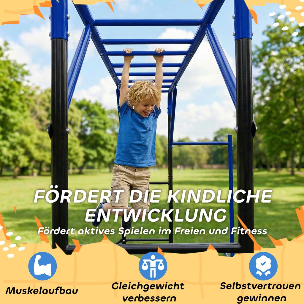 Klätterställning Utomhusklipptorn med Gymstång Pull-up-stång för Barn 3-8 År upp till 150 kg 250x190x180 cm Svart