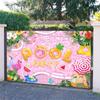 2D Summer Pool Party Backdrop with Watermelon and Pineapple for Kids Party
