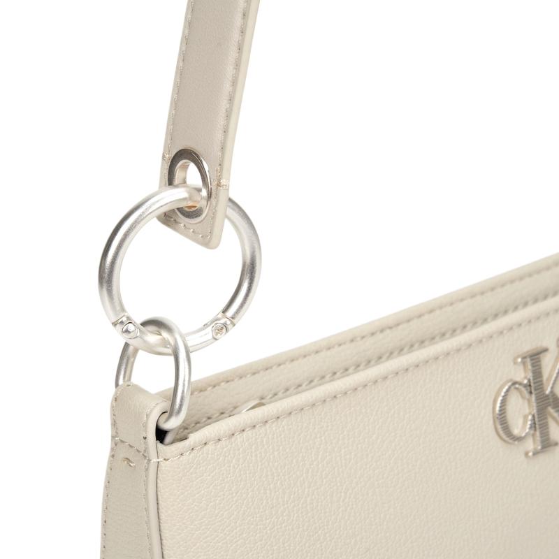 Calvin Klein Fashion Classic Minimalist Metal Letter Zipper Mixed Material Shoulder Bag Medium Women Bags Milk-White DH3237-67U