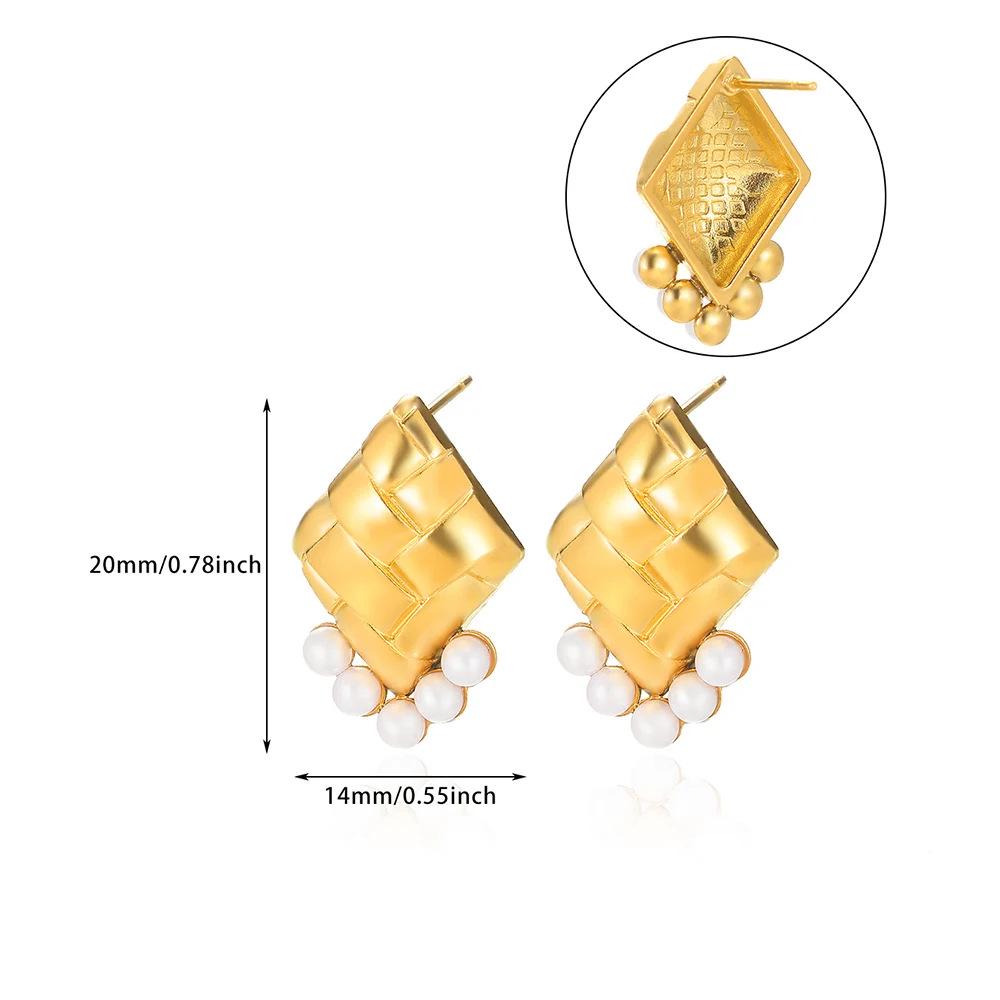 18K Gold-Plated Pearl Flower Stud Earrings - Retro French Style