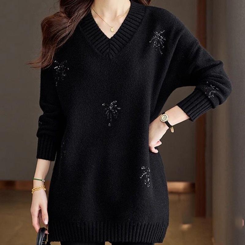 Sweater for Women Autumn Winter Thickened Pullover Warm Knitted Stretchy Long Sleeve Oversize Jumper Tops