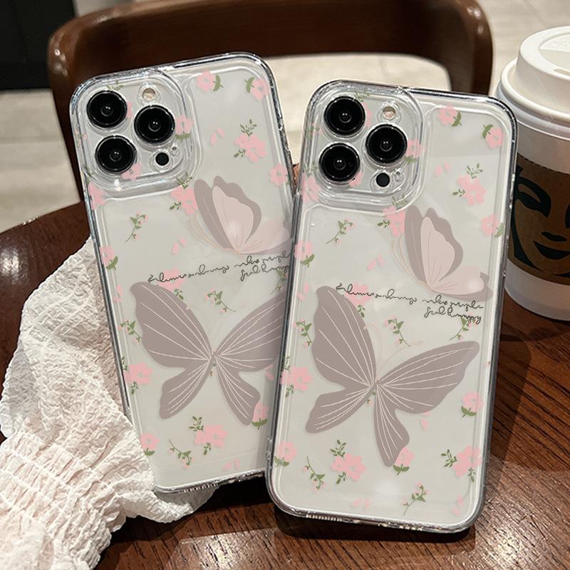Beautiful Butterfly Phone Case 16 14 Promax Space Case 15 Pro Phone Case Transparent 13 12 Trendy 11 Xs Xr 7 8 Plus Female Case
