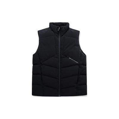 Solid Color Zipper Stand Collar Waterproof Down Insulated Sports Vest Men Vest Black 152247954-2