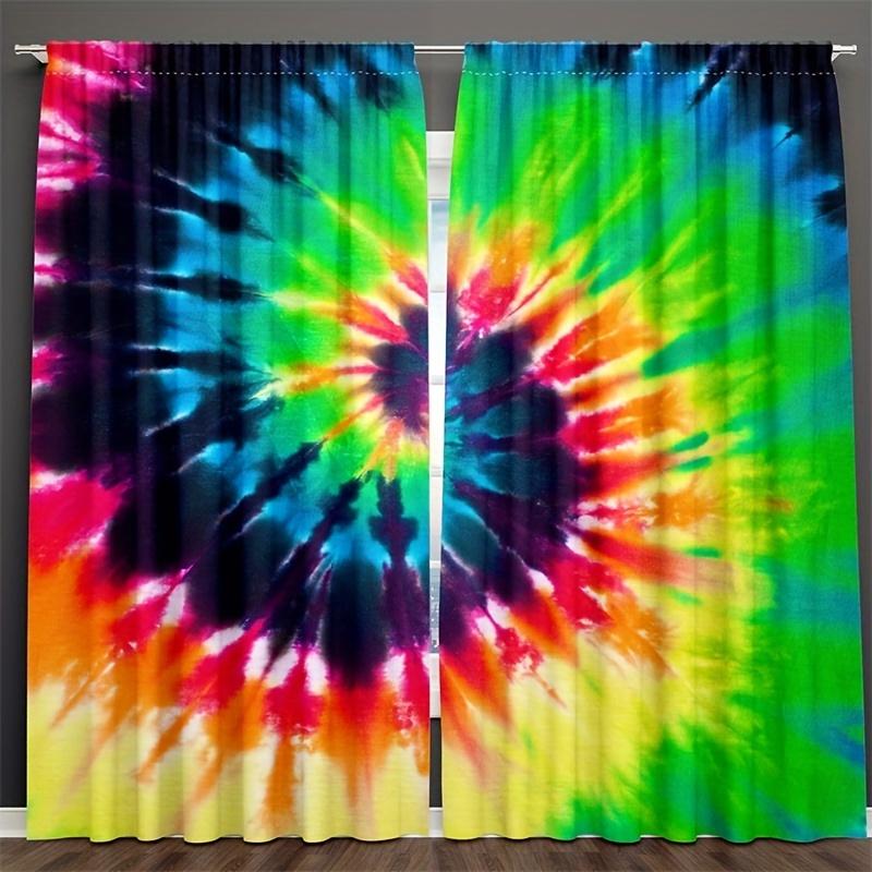 2 kusy Geometrický vzor Barevné Duhové Závěsy Tištěné pro Obývací Pokoj Kuchyň Ložnici Jídelnu Okno Domácí Dekorace