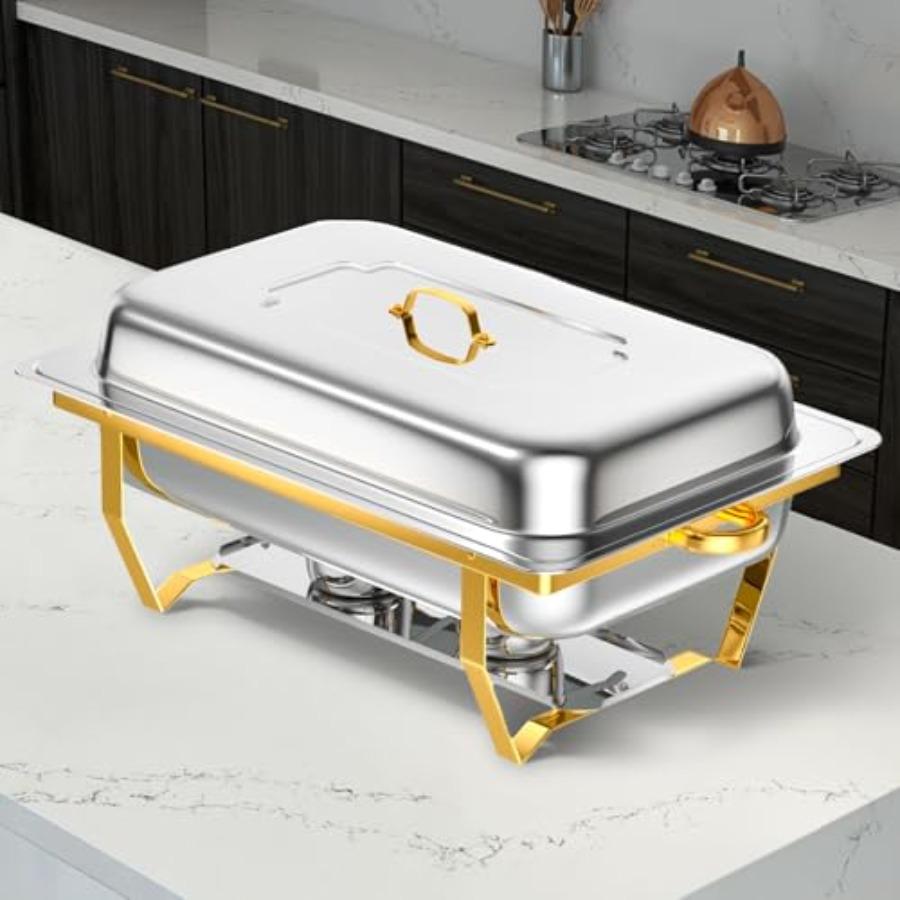 Chafing Dishes for Buffet 8 Qt High Grade Chafing Dish Buffet Set Full Size Pan Rolled-Edge Design Food Warmers for Parties Buf