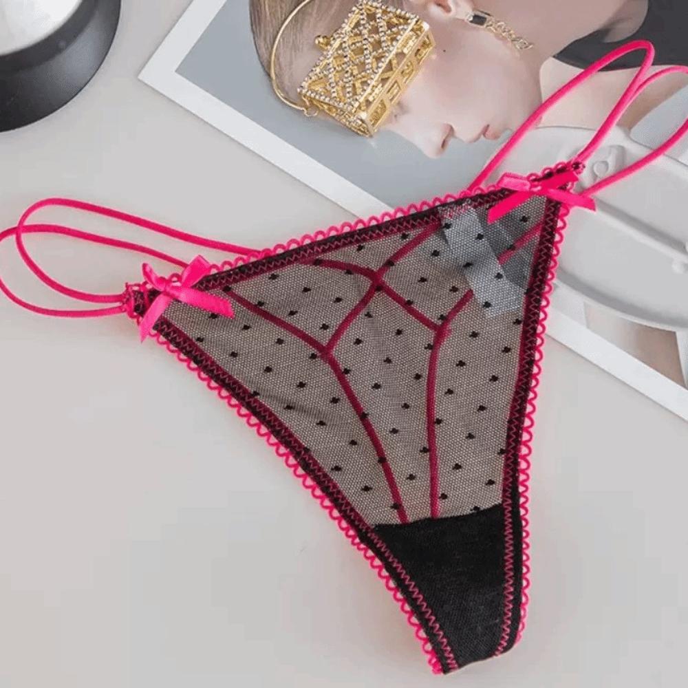 Thin Belt Underwear for Women Low Waist Mesh Seamless Panties Sweet Transparent Thong Girl