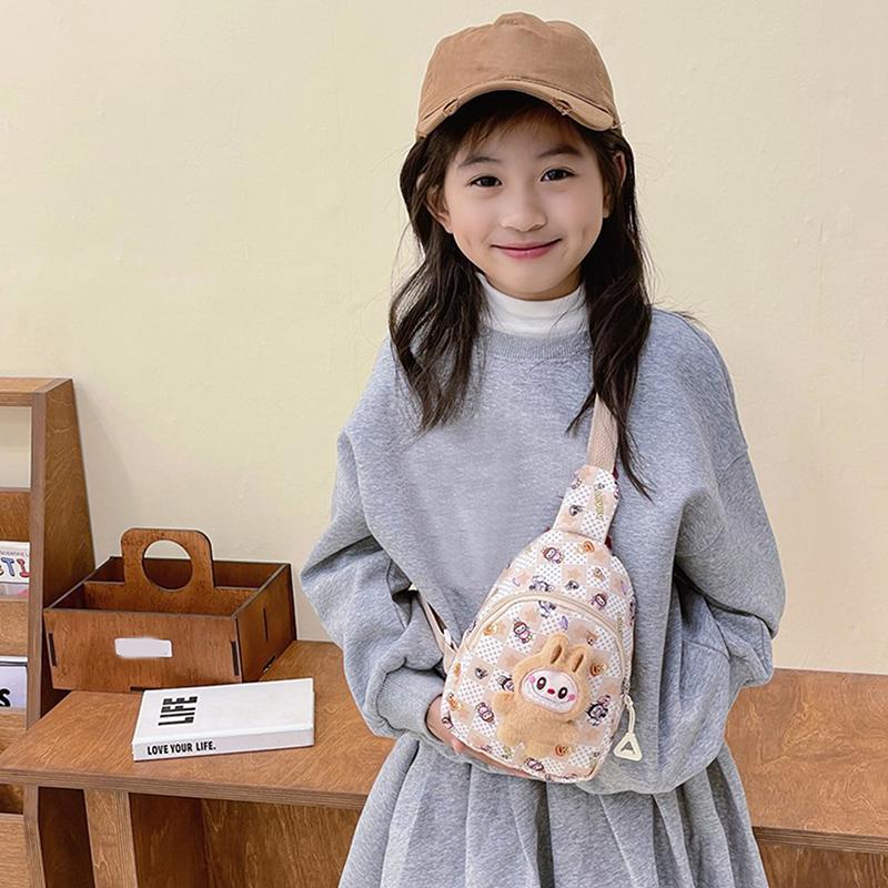 Kawaii Labubu Messenger Bag Kreslený Roztomilý Batoh pro Základní Školu The Monster Labubu Dárky pro Mateřskou Školu Dětská Taška přes Rameno