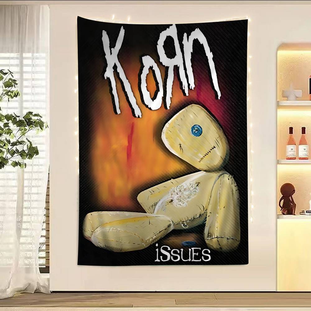 Rock Band K-Korn Anime Tapestry Hippie Flower Wall Carpets Dorm Decor Cheap Hippie Wall Hanging