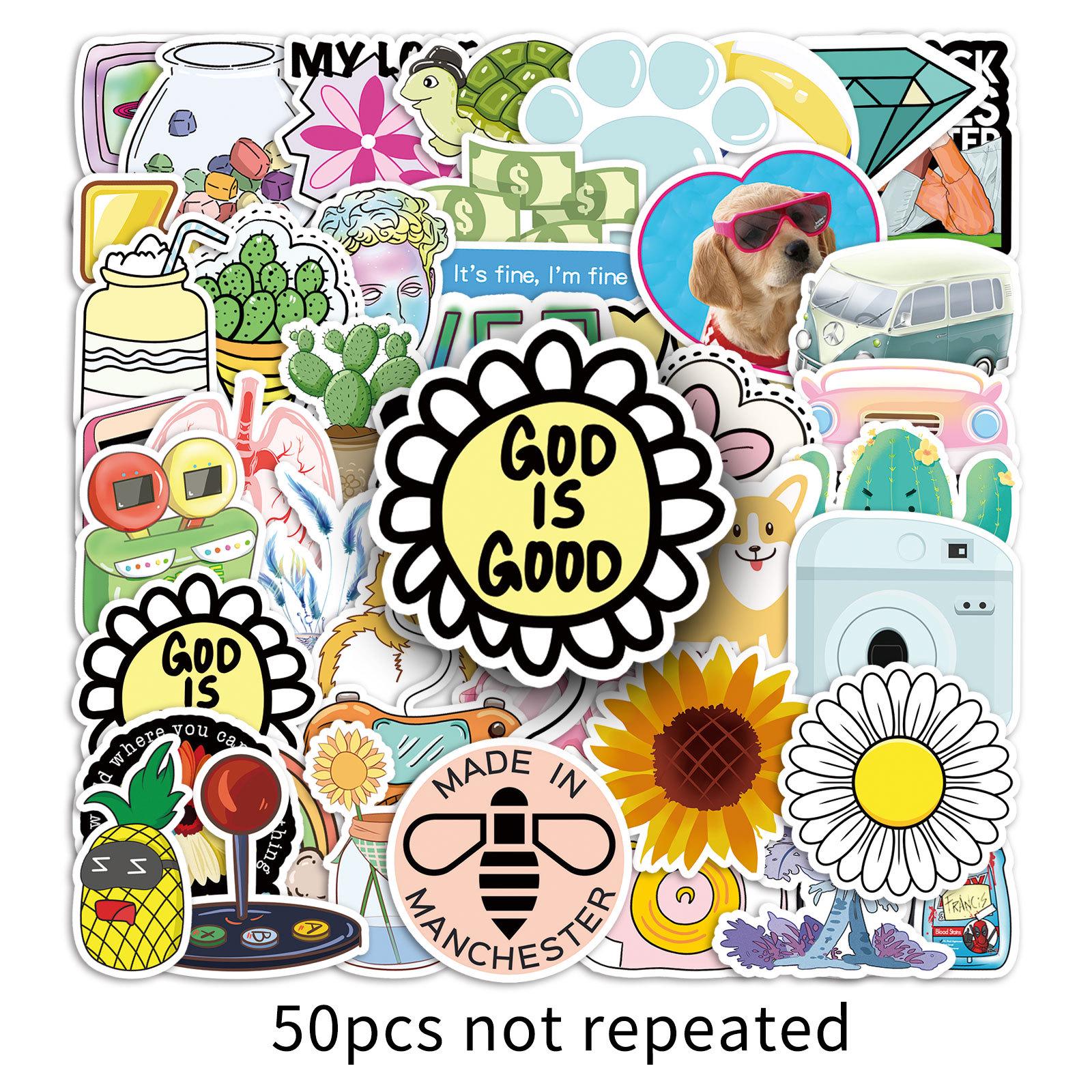 50 Sheets Cute VSCO Stickers: Hand-Painted INS Style for Suitcase, Stationery & Notebook