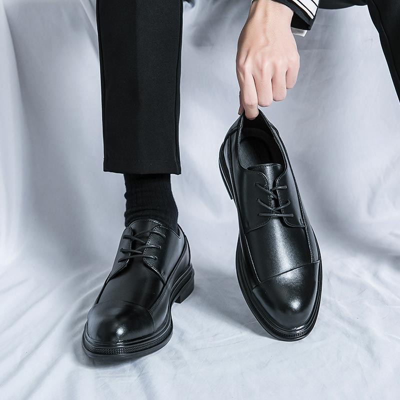 Fashionable Trendy Men's Spring Comfortable Lace Up Leather Shoes Brand Men's Refreshing and Breathable Gentleman Leather Shoes