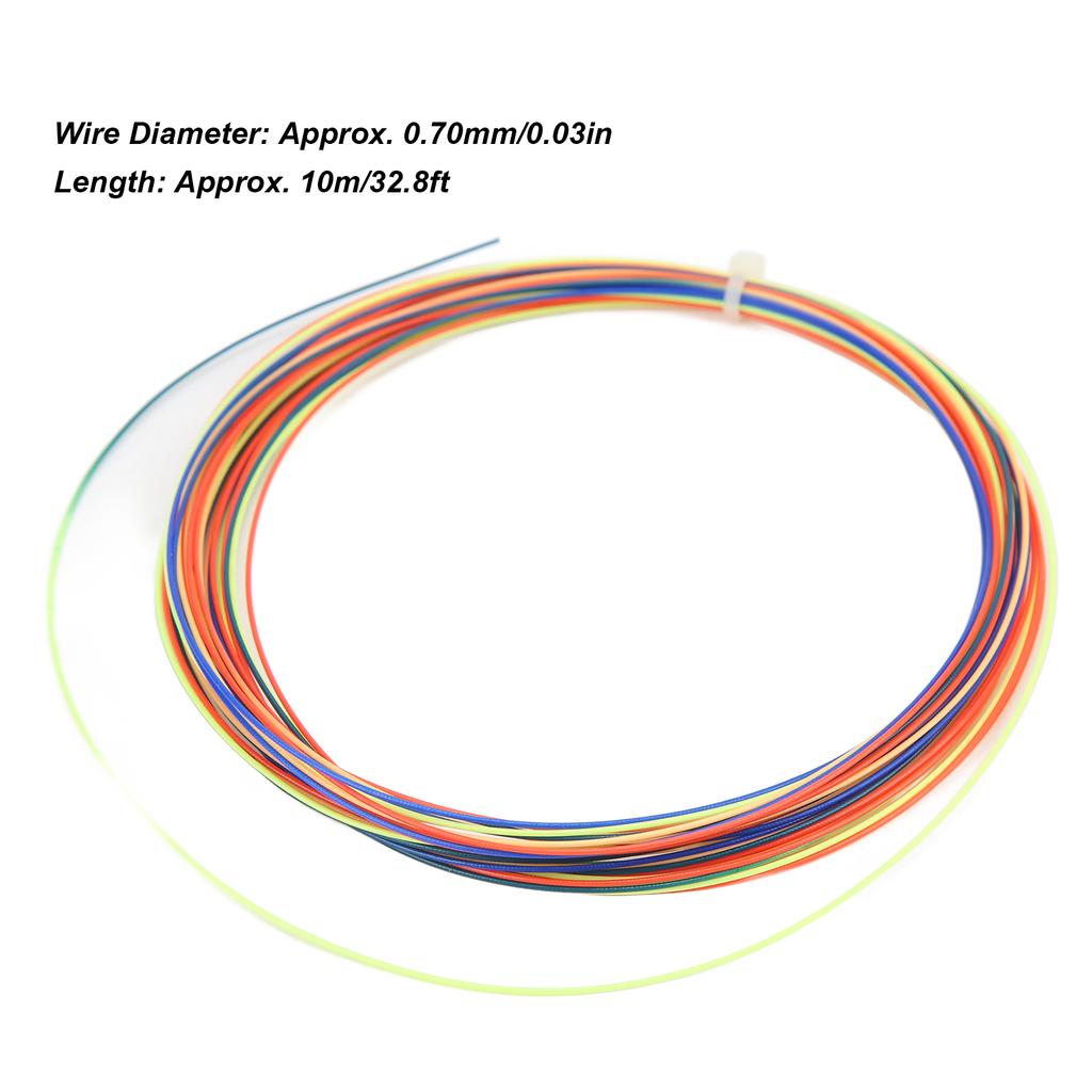 Badminton String 10m/32.8ft 0.70mm/0.03in Multi Color Durable Replacement Badminton Racket String for Badminton Racket