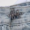 Adjustable Four-Leaf Clover Waist Cincher Button: Detachable Metal Buckle for No-Sew Jeans Fit Adjustment
