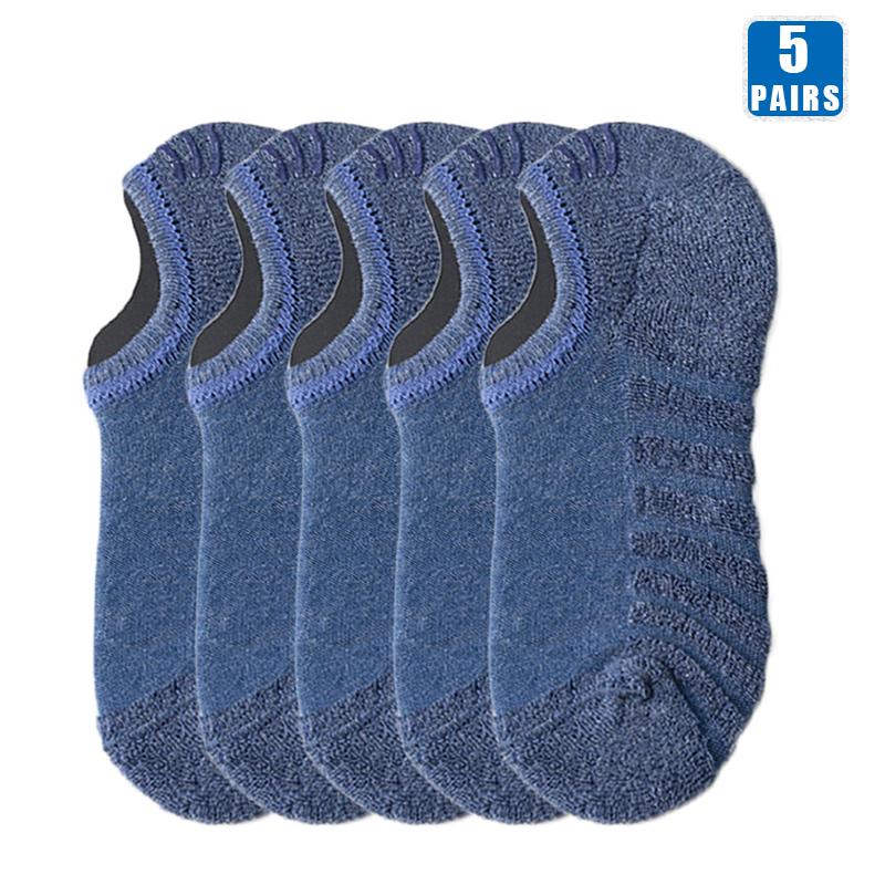 5 Pairs Short Men Socks High Quality Low-Cut Crew Ankle Non-Slip Cotton Soft Breathable Summer Autumn Solid Color Sock for Male