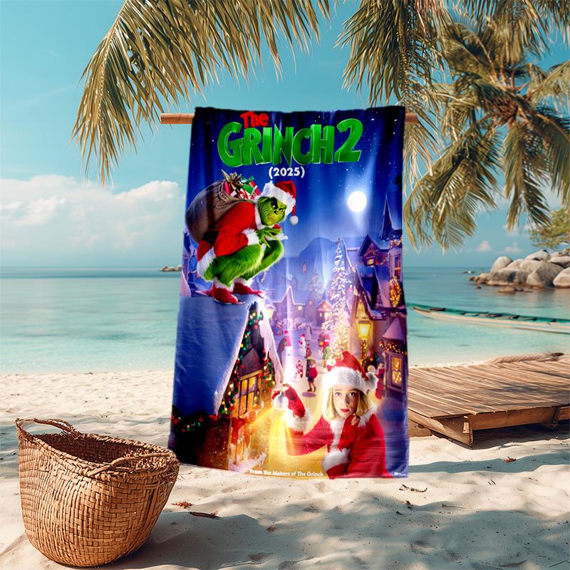 Christmas Gift Oscar Comedy Movie How the Grinch Stole Christmas soft beach towel outdoor camping vacation swinging beach scarf decorative blanket B19