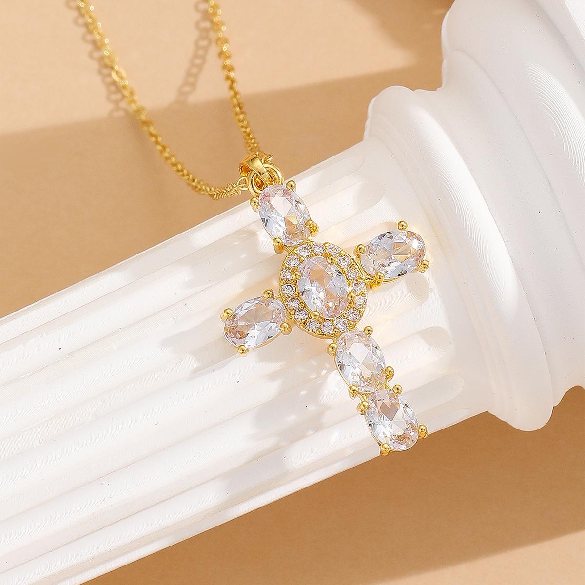 

Европейская и американская мода минималистичное ожерелье с крестом женская ретро личность кулон золотой