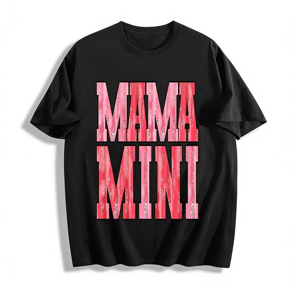 Mama Mini Pink Glitter Letter Print Casual Top Pure cotton T-shirt XXS