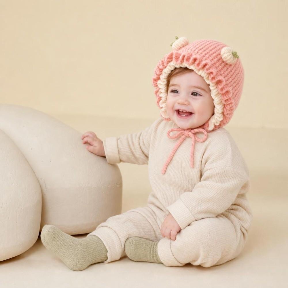 Thick Baby Hooded Hat Soft Woolen Beanie Fashion Infant Winter Hat