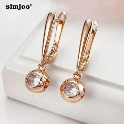 SIMJOO Fashion Simple Round Ball Elegant Natural Zircon Earrings