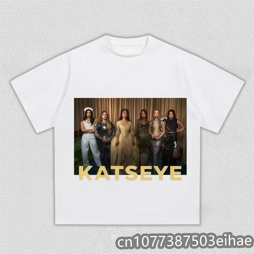 Teen Katseye Tshirt 2000s Kawaii Graphic Anime Digital Classic Hip Hop Style Youth Fashion Short Sleeve Casual Top