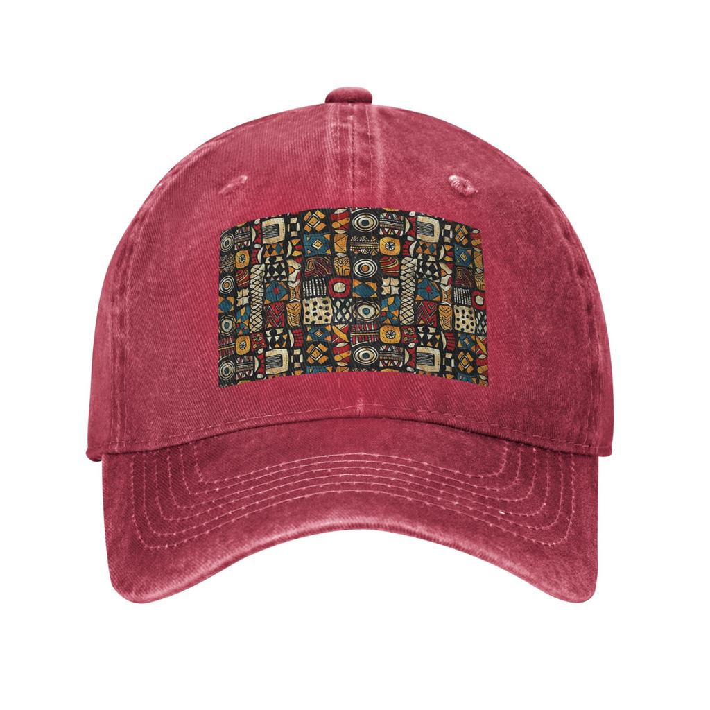Kizomba Samakaka Ankara African Pattern Wax Washed Denim Cap Casual Baseball Caps Adjustable Hat Summer Unisex Baseball Hats