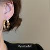 Silver Needle Faux Pearl & Wood Beaded Ear Hoops - Autumn/Winter High-End Niche Earrings for Women