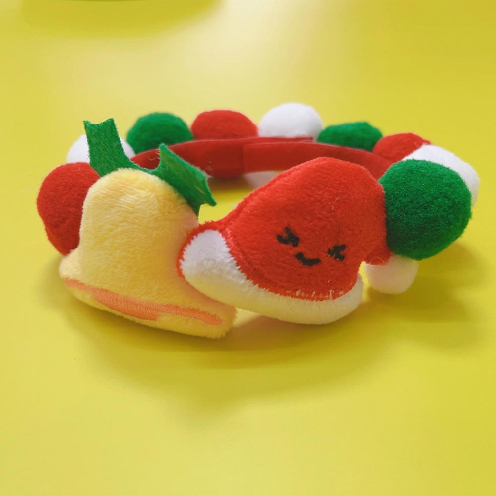 2pcs Soft Christmas Cat Collar Adjustable Dog Bib Decorative Chain Pet Ball Collar  Party