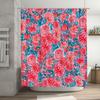 Floral Shower Curtain Watercolor Rose Pink Blue Bath Decorative Fabric Bathroom Window Curtain Waterproof Printed Washable Home