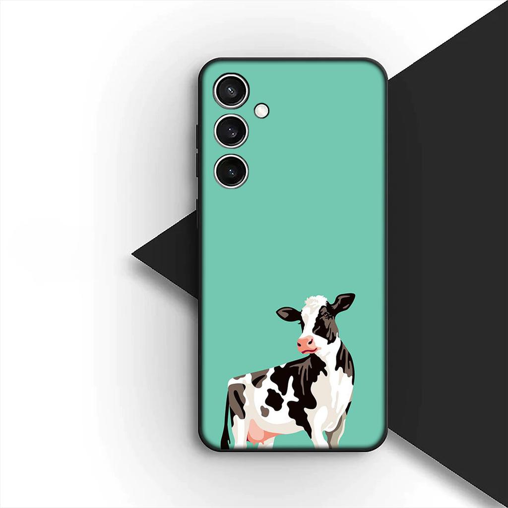 Cover for Samsung Galaxy S10 S8 S9 Plus A33 A34 A31 70 A71 A72 Note 20 9 8 S10E Casing Silicone Phone Case Cartoon Art Cow Print