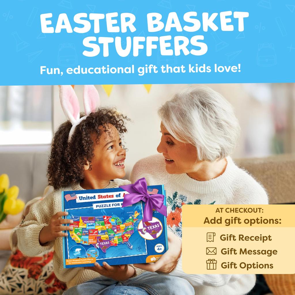 Momo & Nashi Amerikanisches Puzzle für Kinder von 4-6 Jahren - Lernspielzeug für Jungen und Mädchen Alter 3 - 70 Teile Amerikanische Karte Kinderpuzzle 50 Staaten und Hauptstädte