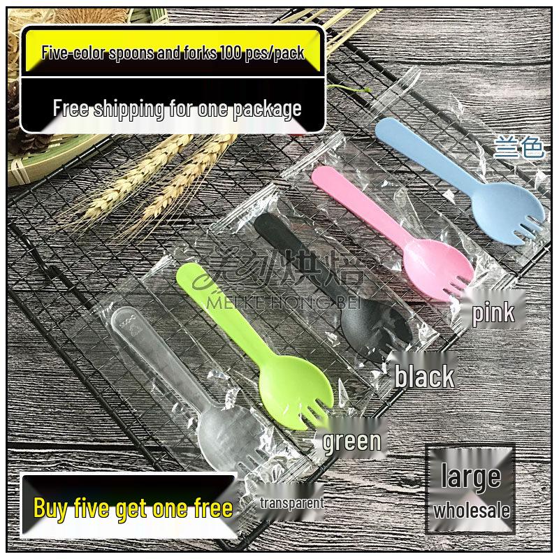 ZISIZ Disposable Plastic Cake Fork Spoon