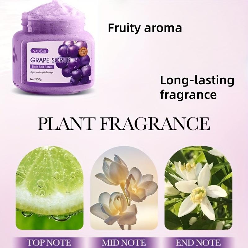 Grape Exfoliating Scrub - Alcohol-Free,Non-Greasy Exfoliating Body Scrub with Grape Extract & Plant Scent, Gentle Physical Exfoliation, Daily Skincare