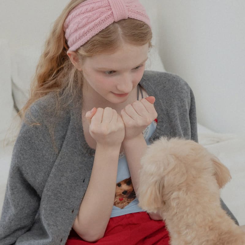 mellotory 100% cashmere cable hairband (pink)