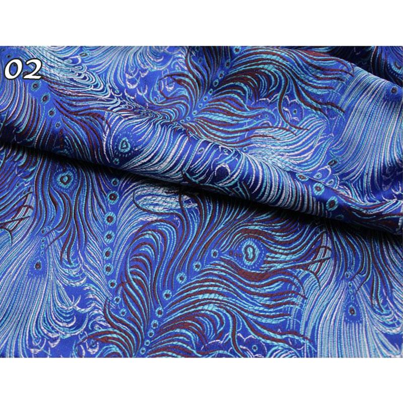 50*75cm Antiker Stil Pfauenfeder Muster Jaquard Satin Brokat Stoff DIY Nähen Cheongsam Bekleidung Polster Dekorationsstoff