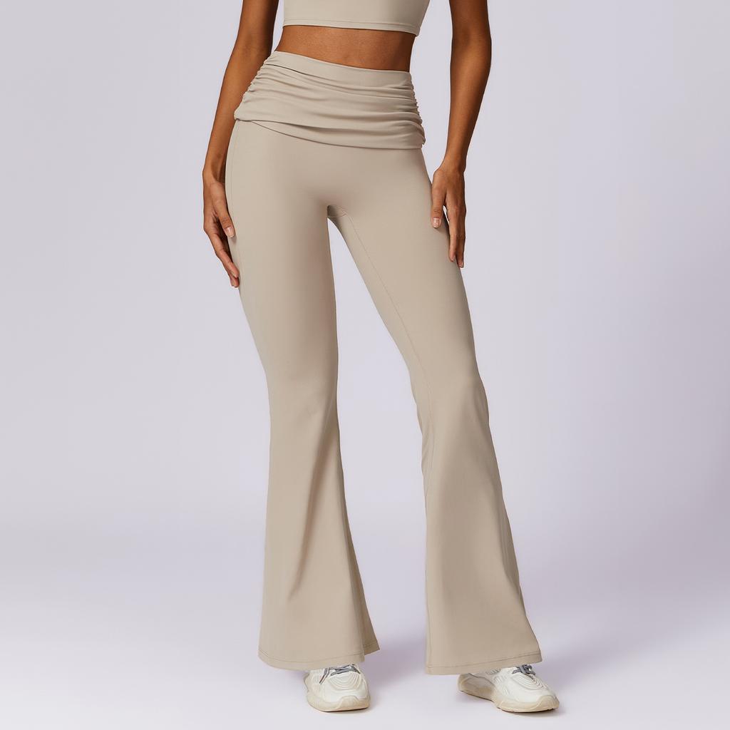Quick Drying Hip Lifting Yoga Pants, Nude, Casual, Wide Leg, Sports, High Waist, Tight Fit, Flared Pants For Women