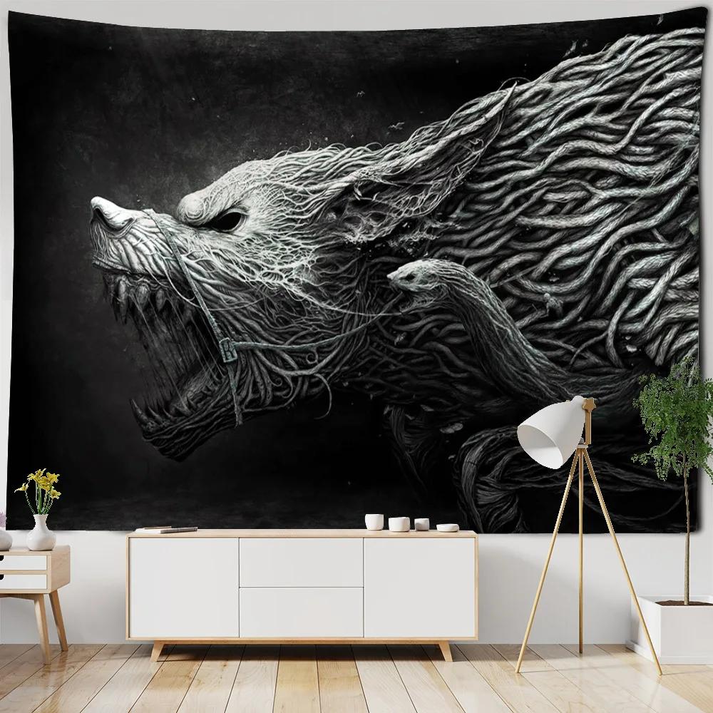 Black Panther Tapestry psychedelic Animal Wall Hanging Bohemian Mysterious Hippie Background Poster Fabric Hanging Painting