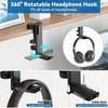 KDD 2 In 1 Replaceable Cup Holder Under Desk Clamp Headphone Stand Rotatable Headphone Hanger Headset Storage Holder