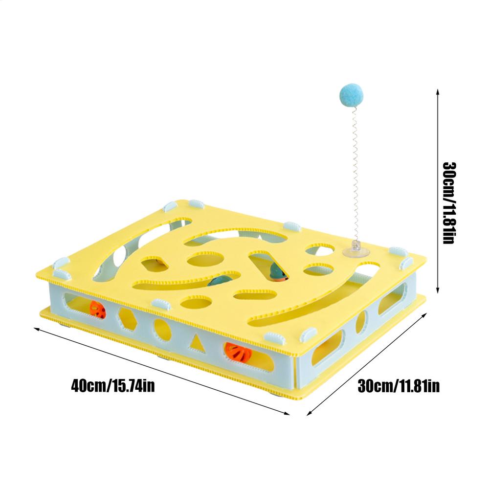 

Cat Enrichment Toys Stimulating Cat Toys Kitten Puzzle Hole Digging Box Maze Games With Bell Balls Kitten Accessories For Mental жовтий