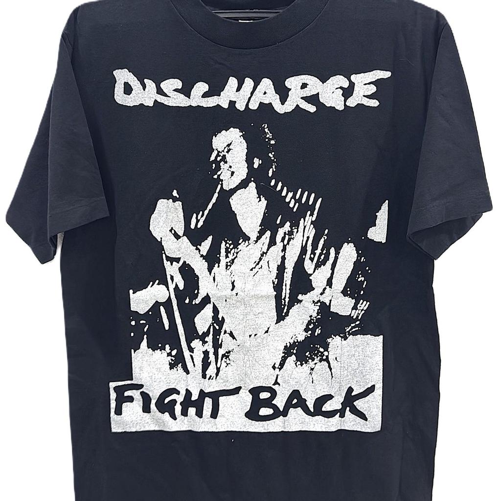 Maglietta Vintage 90s Discharge Fight Back, Rara Maglietta Grafica Punk Hardcore EP 1980, Maglietta Nera Retro D Beat Crust Anarcho Music