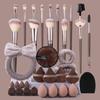 Cross-Border 36-Piece Makeup Brush & Puff Set with Hairband and Wristband