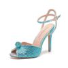 Fashion 2025New Style Rhinestone Sequined Peep Toe Women Gladiator Sandals Summer Elegant High Heels Crystal Wedding Banquet Bridal Shoe