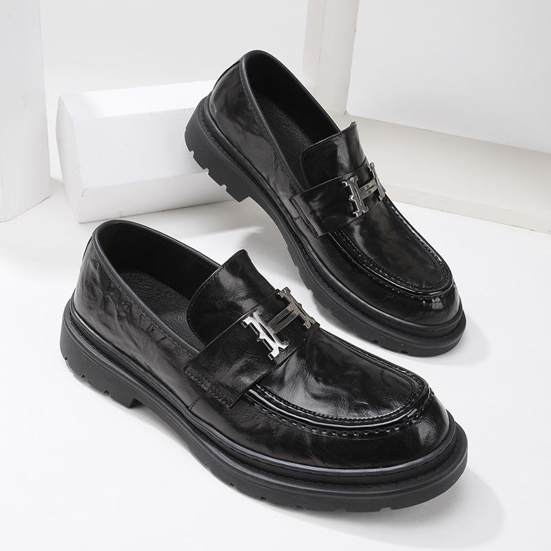 Mocassins Hgrab Fleur Pneu Cuir Vachette Chaussures à Plateforme Business Décontracté Chaussures en Cuir Quatre Saisons Populaires Chaussures Doudou Homme