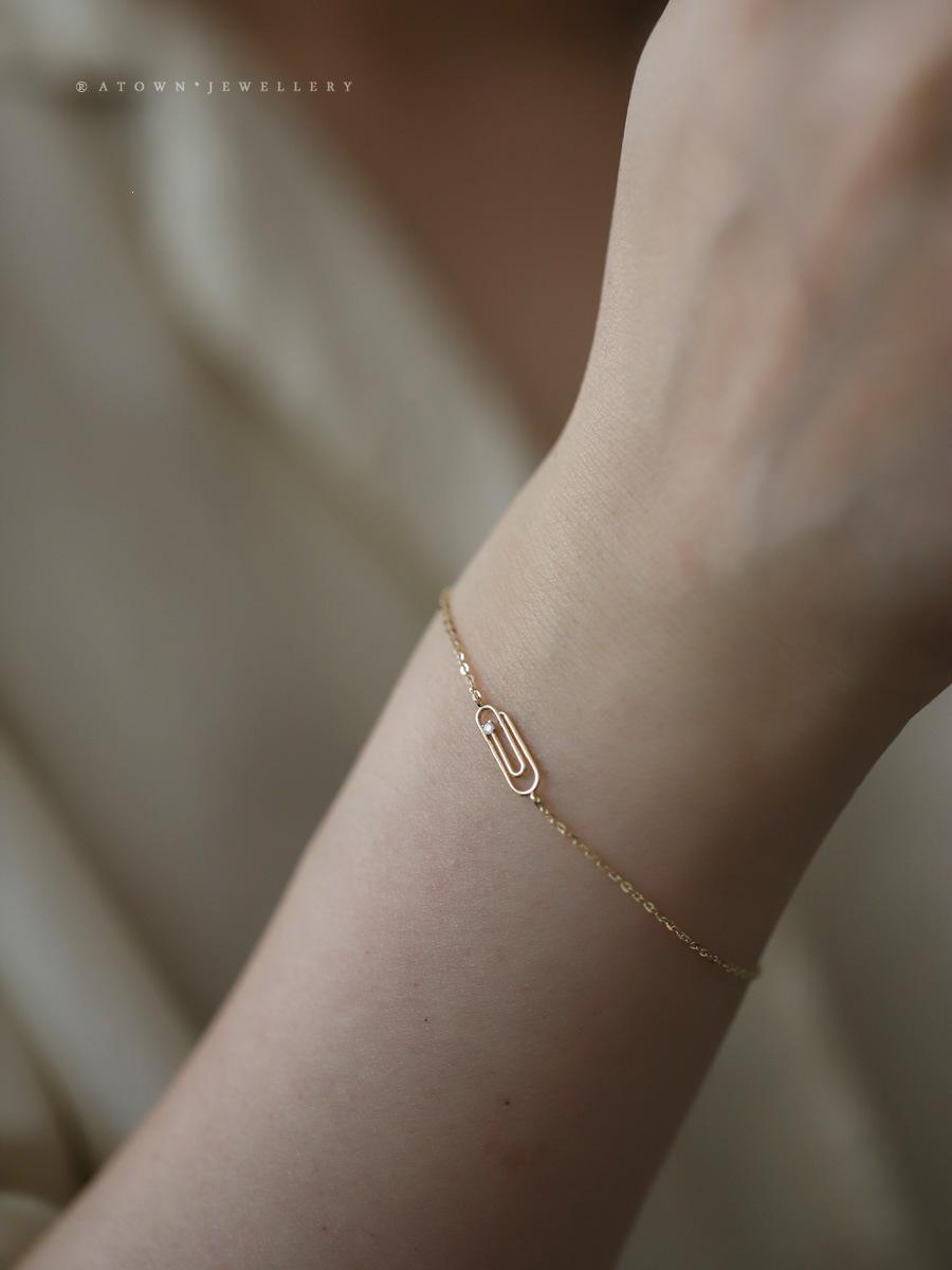 Xin Zhe Mei S925 Gold Plated Sterling Silver Bracelet Brooch - Cold Style Niche Hand Jewelry for Women Gold Plated