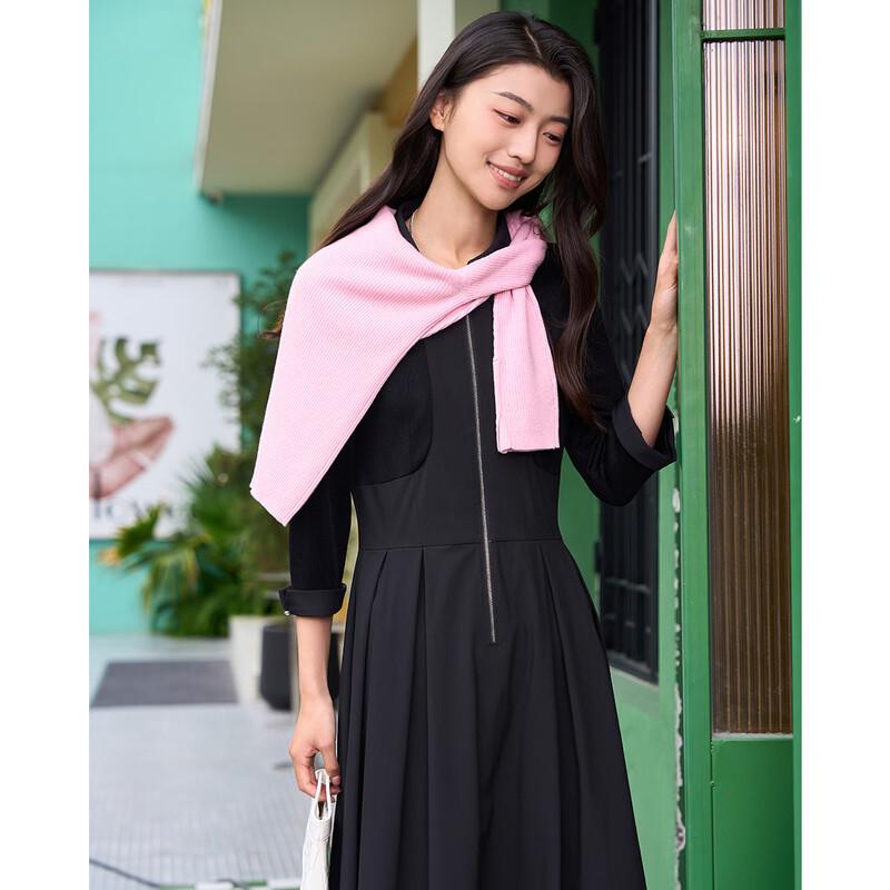 

Iveni Women s Panel Design Slim Lapel Seven-Sleeve Midi Dress L