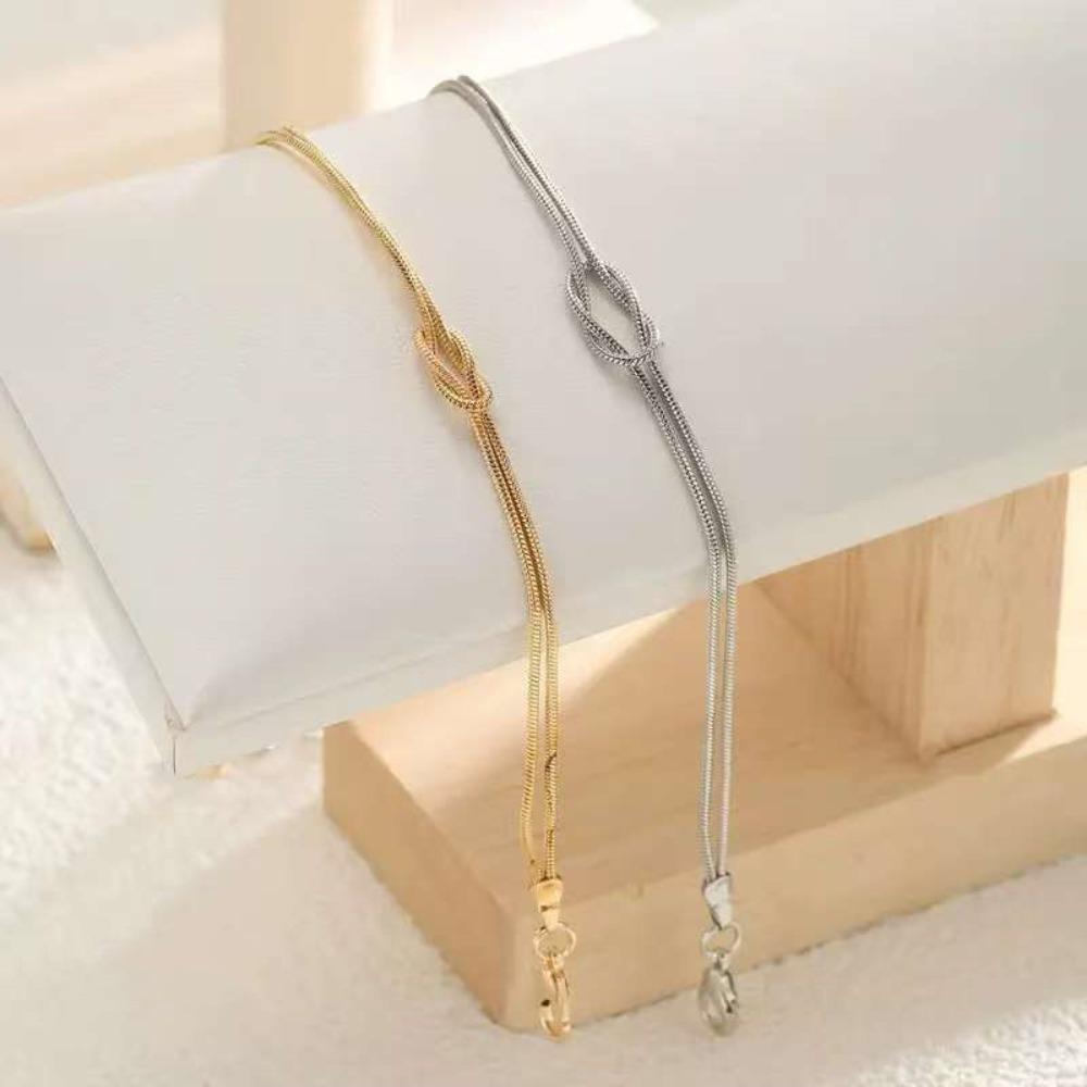Fashion Minimalist Knot Wrap Couple Bracelet Double Layer Snake Chain Unique Gift for Her