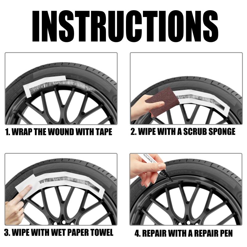 Car Alloy Wheel Repair Kit Black Rim  Remover Restore Scratched Wheels Pen for Automotive DIY Easy to Apply and Fast Drying