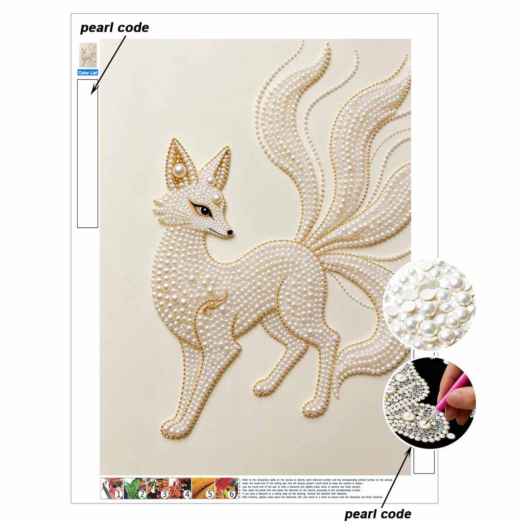 DIY Pearl Diamond Art Painting kits for Adult and Beginners,Exquisite NineTailed Fox Sparkling Painting Craft Home Wall Decor handmade Gift