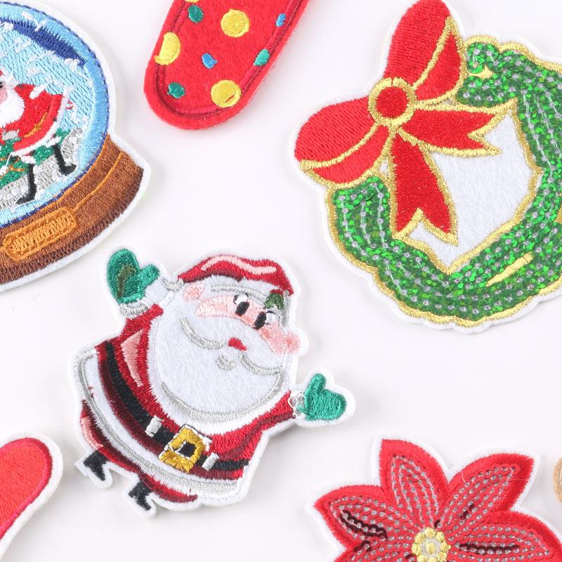 Embroidery Label Christmas Sequined Snowman Cloth Label Down Jacket Patch Sticker Decorative Decal Embroidery Cloth Sticker
